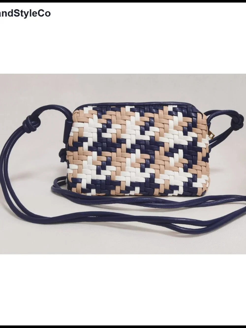 Woven Vegan Leather Crossbody Bag for Women, Handmade Purse